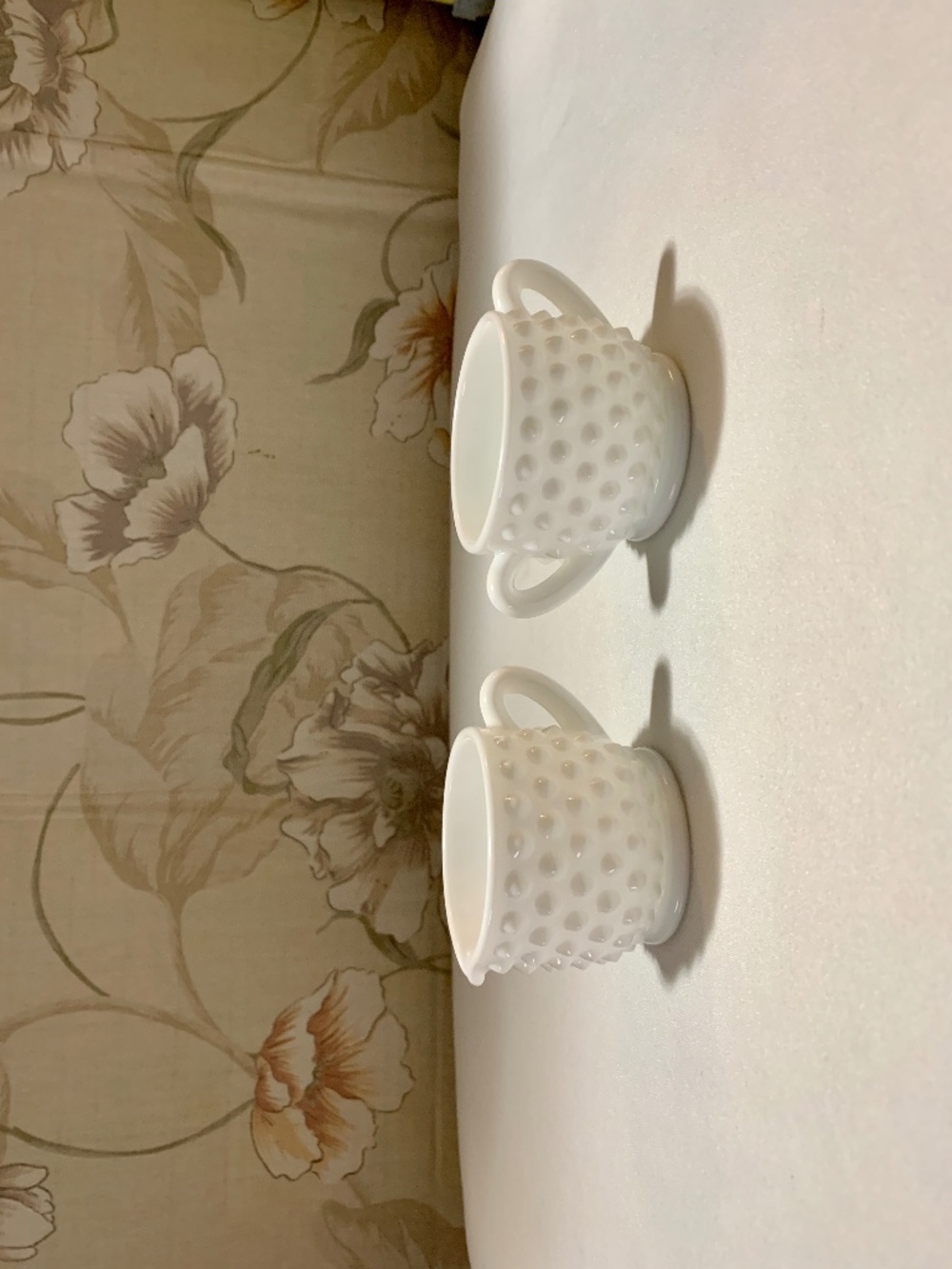 White Hobnail Small Creamer and Open Sugar Set - Fenton or Indiana Glass